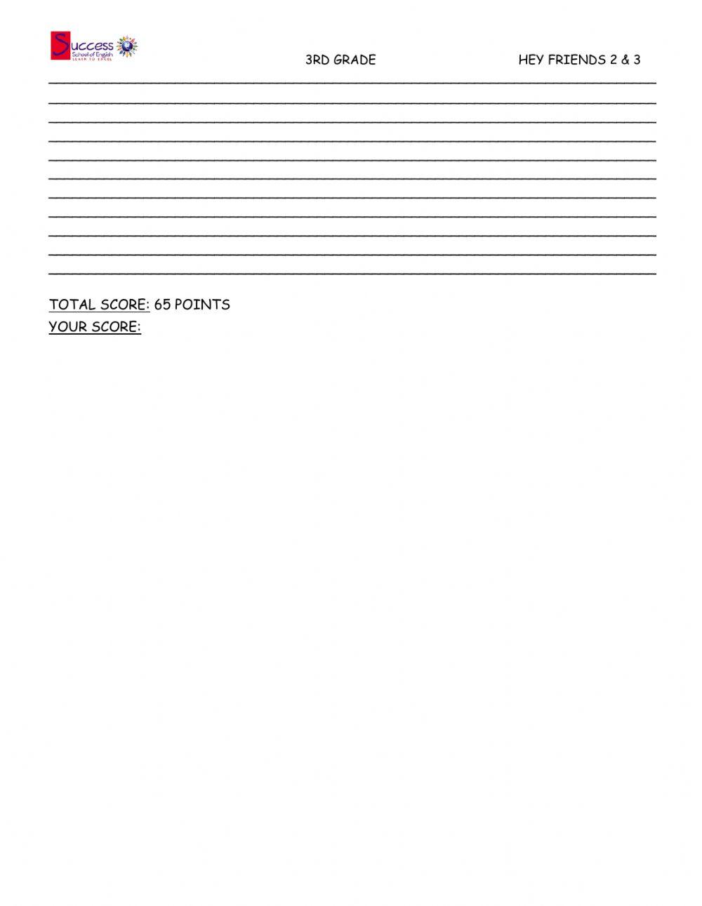 FINAL TEST 2020 - 3rd Grade