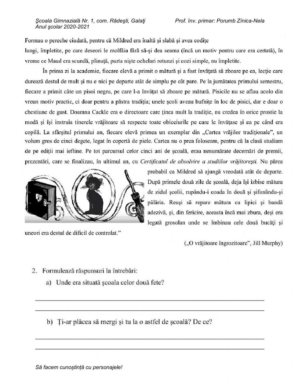 Să facem cunoștință cu personajele!