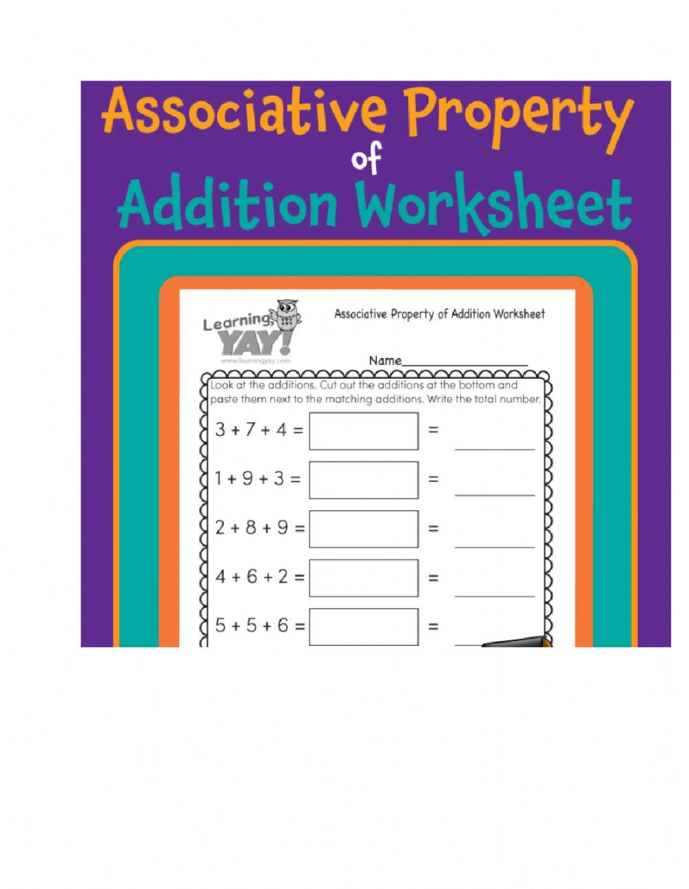 Associative property 569791 mst live worksheets