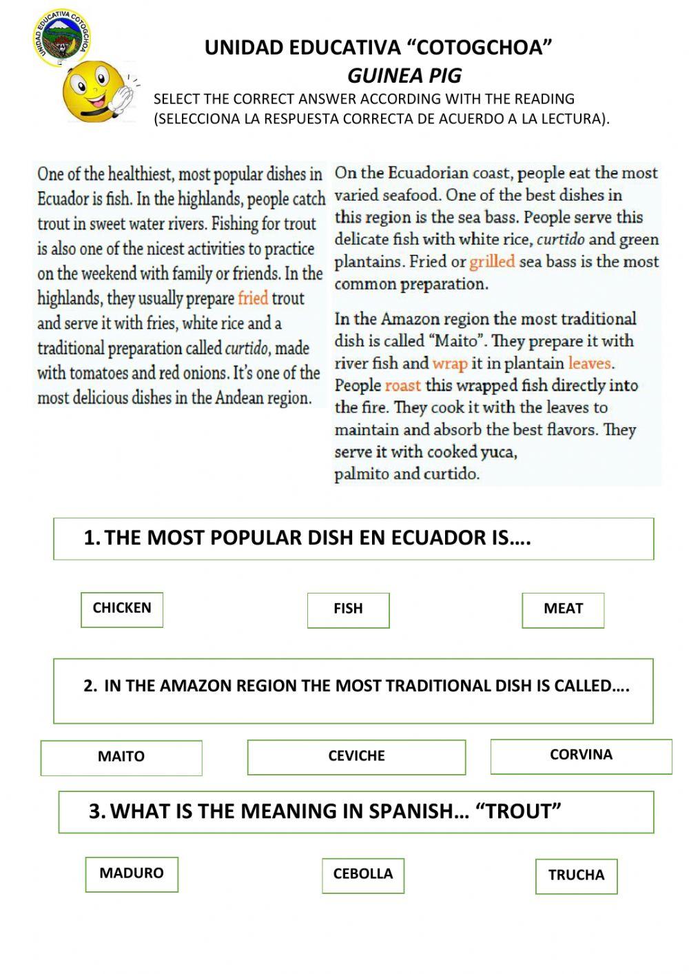 Fried fish worksheet | Live Worksheets