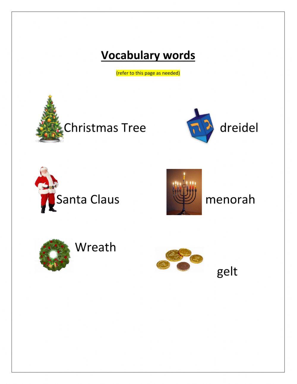 Christmas hanukkah tree map and mathcing