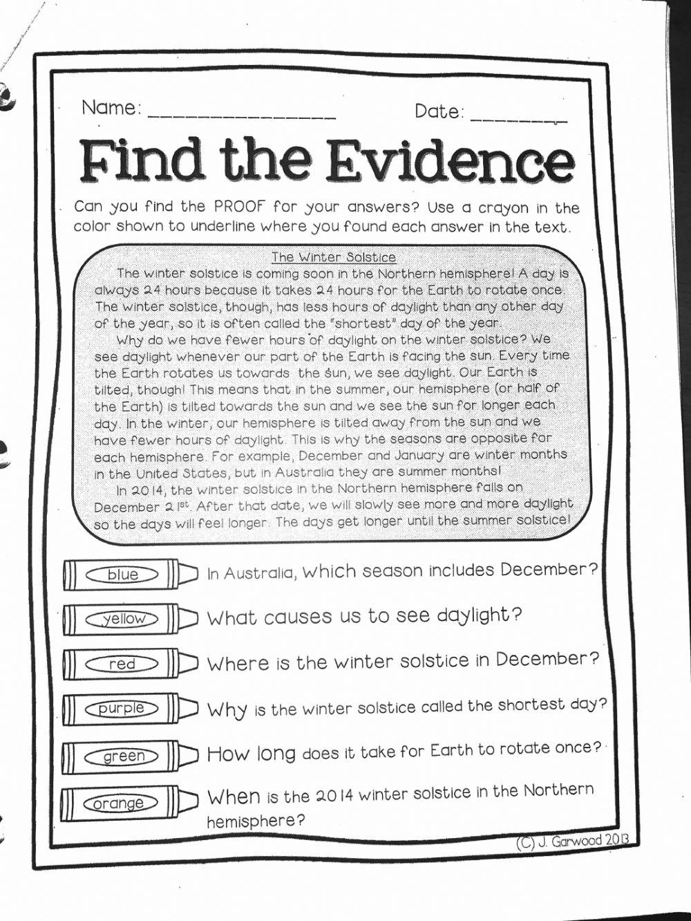 Winter Solstice online exercise for Live Worksheets
