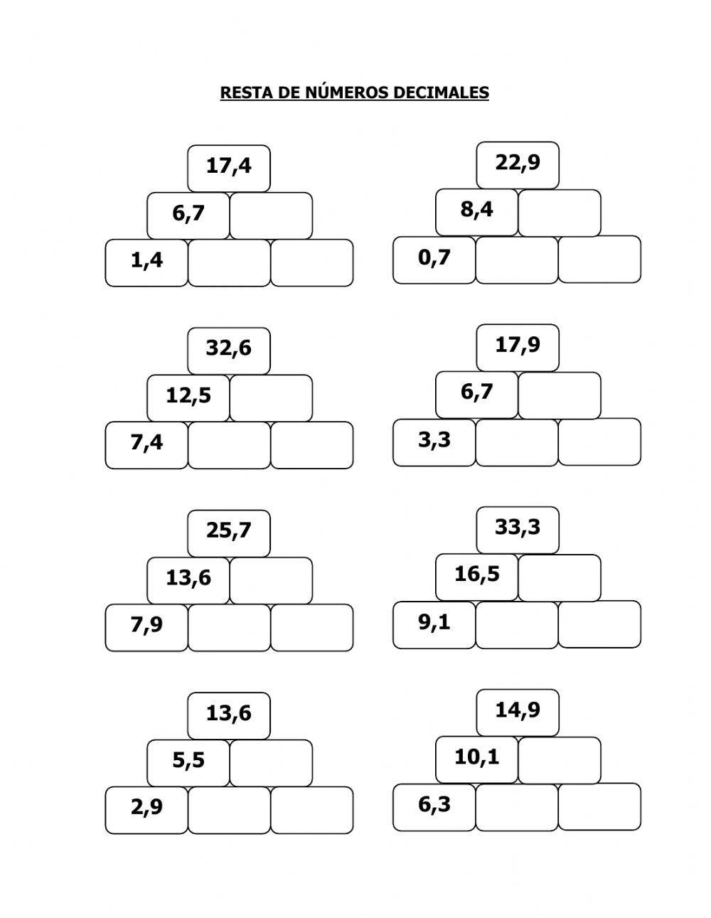 Adición de decimales