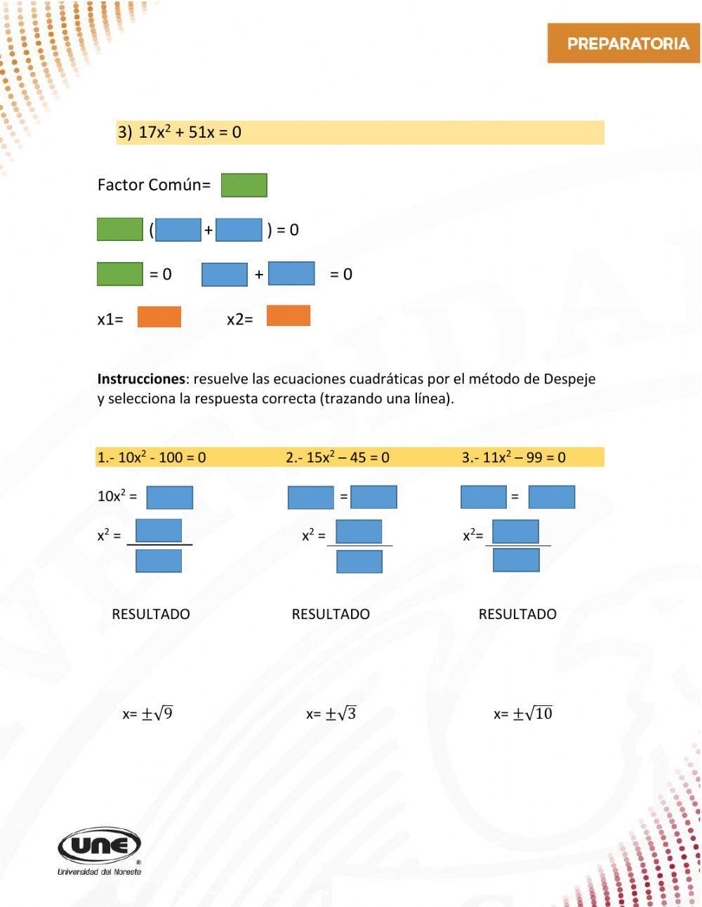 Ecuaciones Cuadráticas