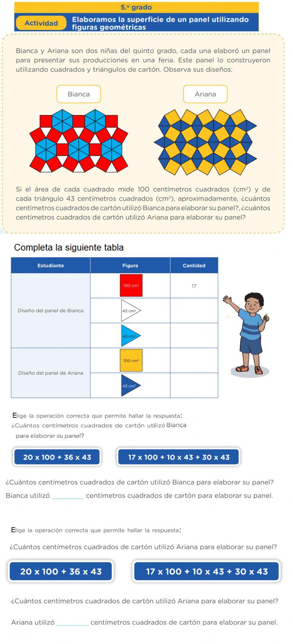 Elaboramos la superficie de un panel utilizando figuras geométricas