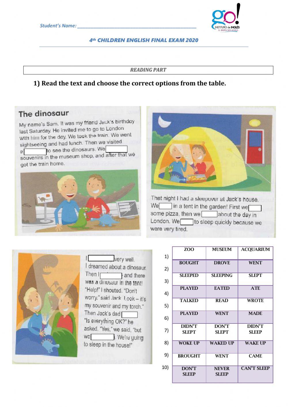4th CHILDREN - FINAL EXAM - READING