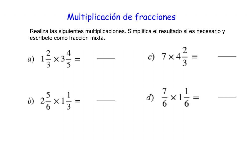 Multiplicación de fracciones