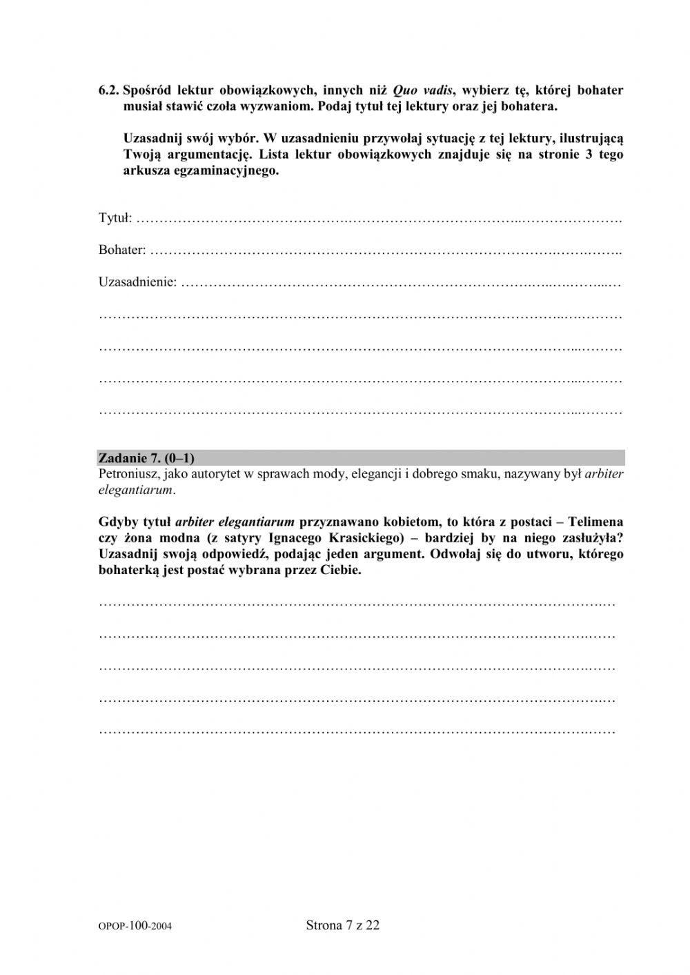 Egzamin ósmoklasisty część 1