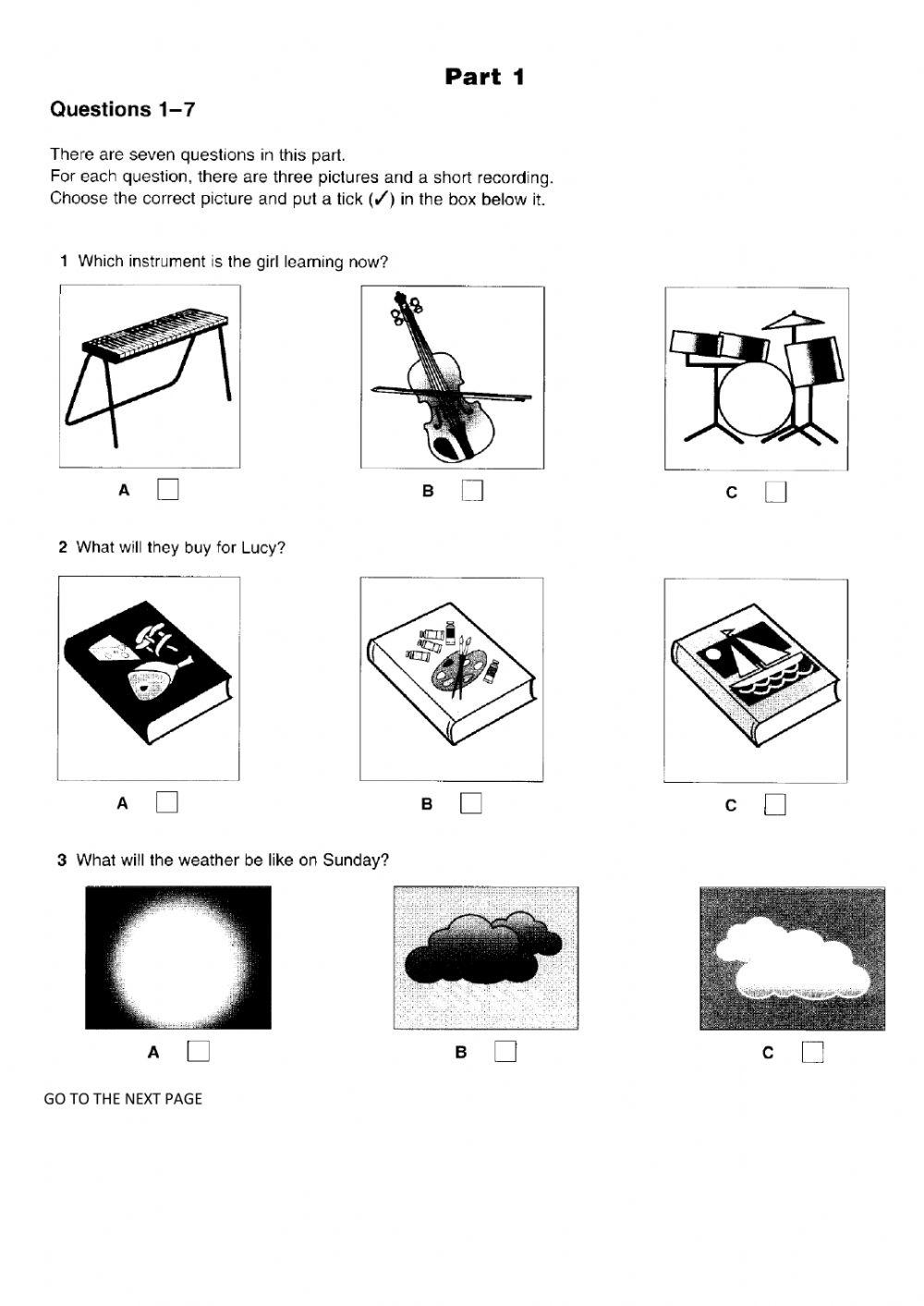 PET Listening EXAM Pre-int