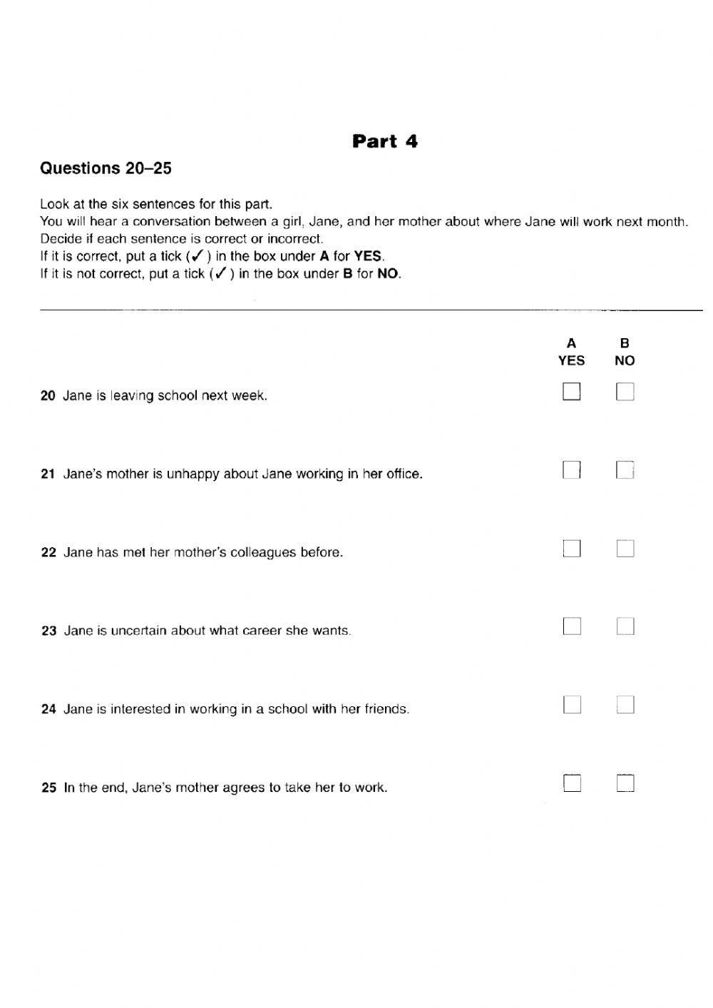 PET Listening EXAM Pre-int