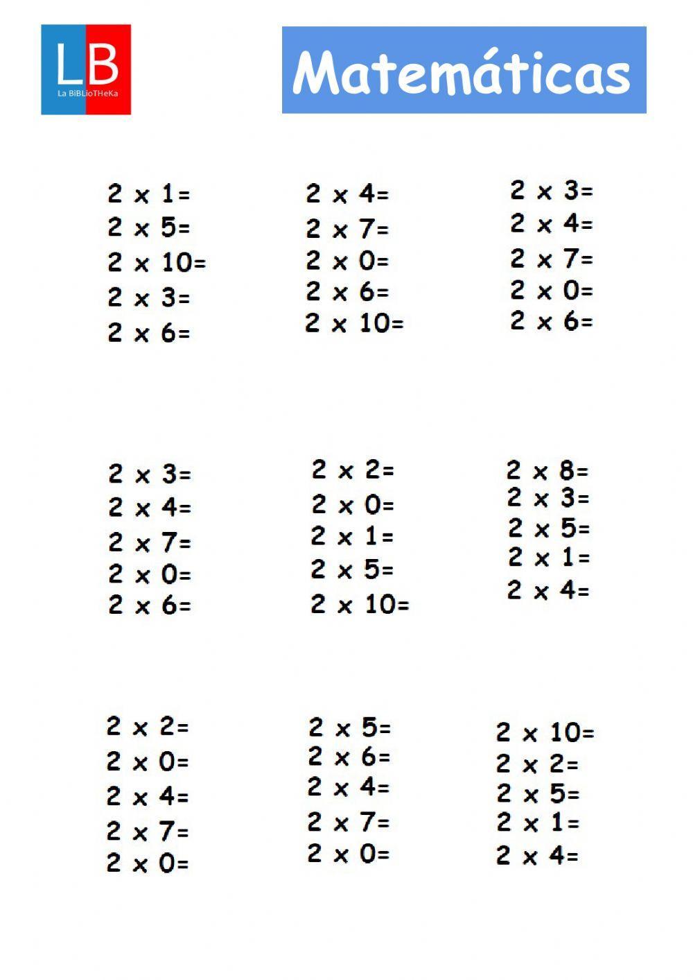 Tabla del 2