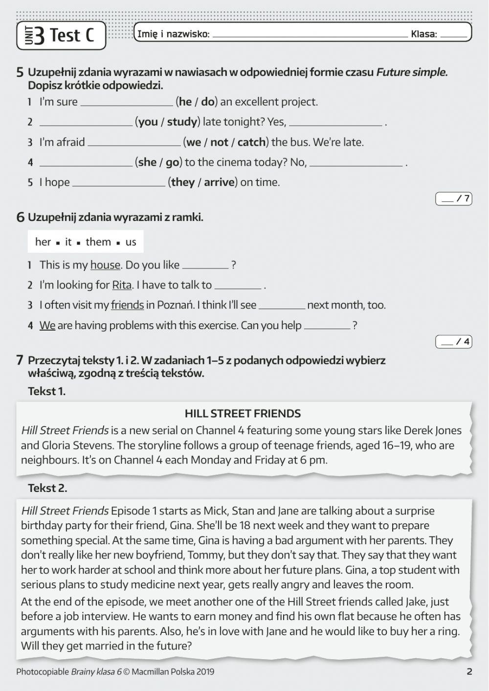 Brainy Klasa 6 Testy Pdf Unit 3 6302528 | Brainy 6 unit 3 test c | Kacper