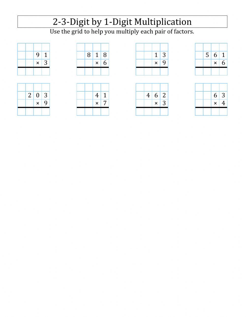 Multiplication by 1 digit number