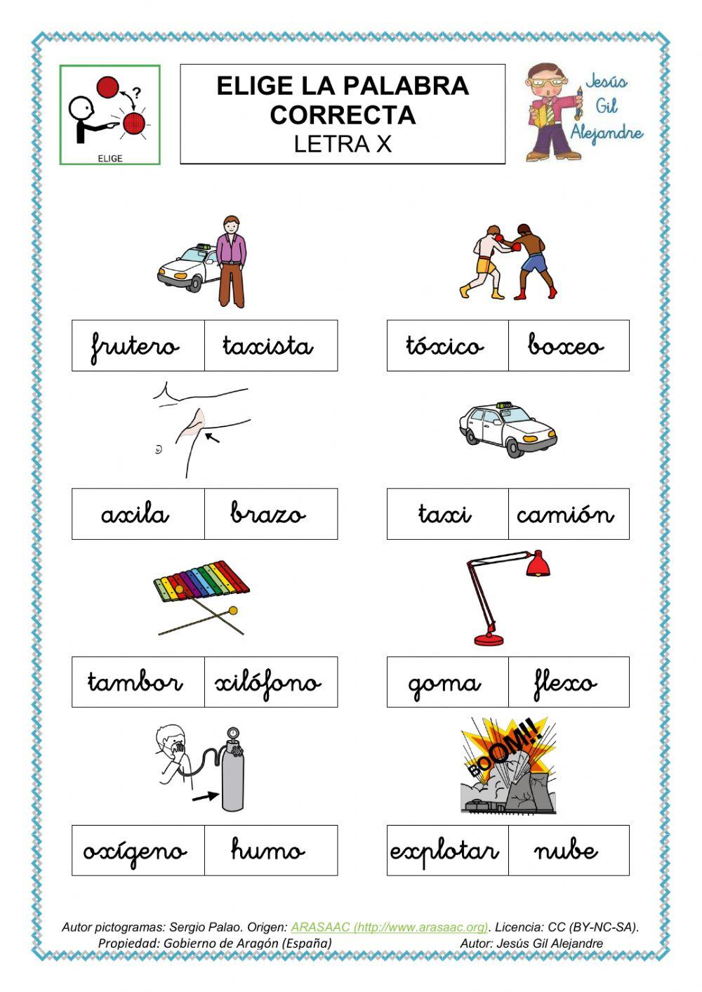 Elige la palabra correcta CON X mayúsculas