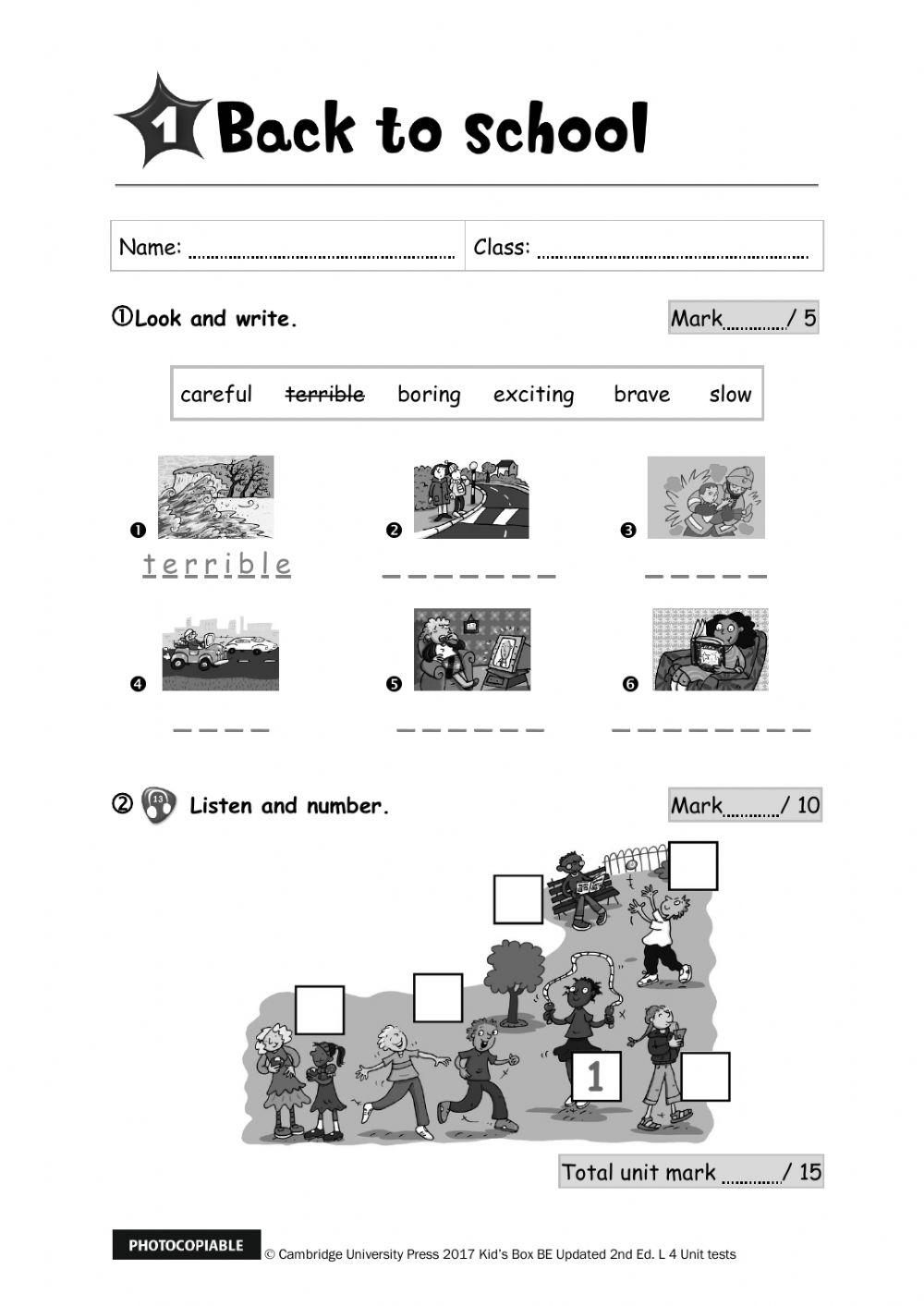 Kid's Box 4 Unit 1 test
