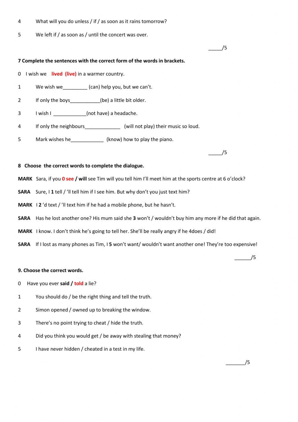 THINK B1+ Unit 3 and 4 test 