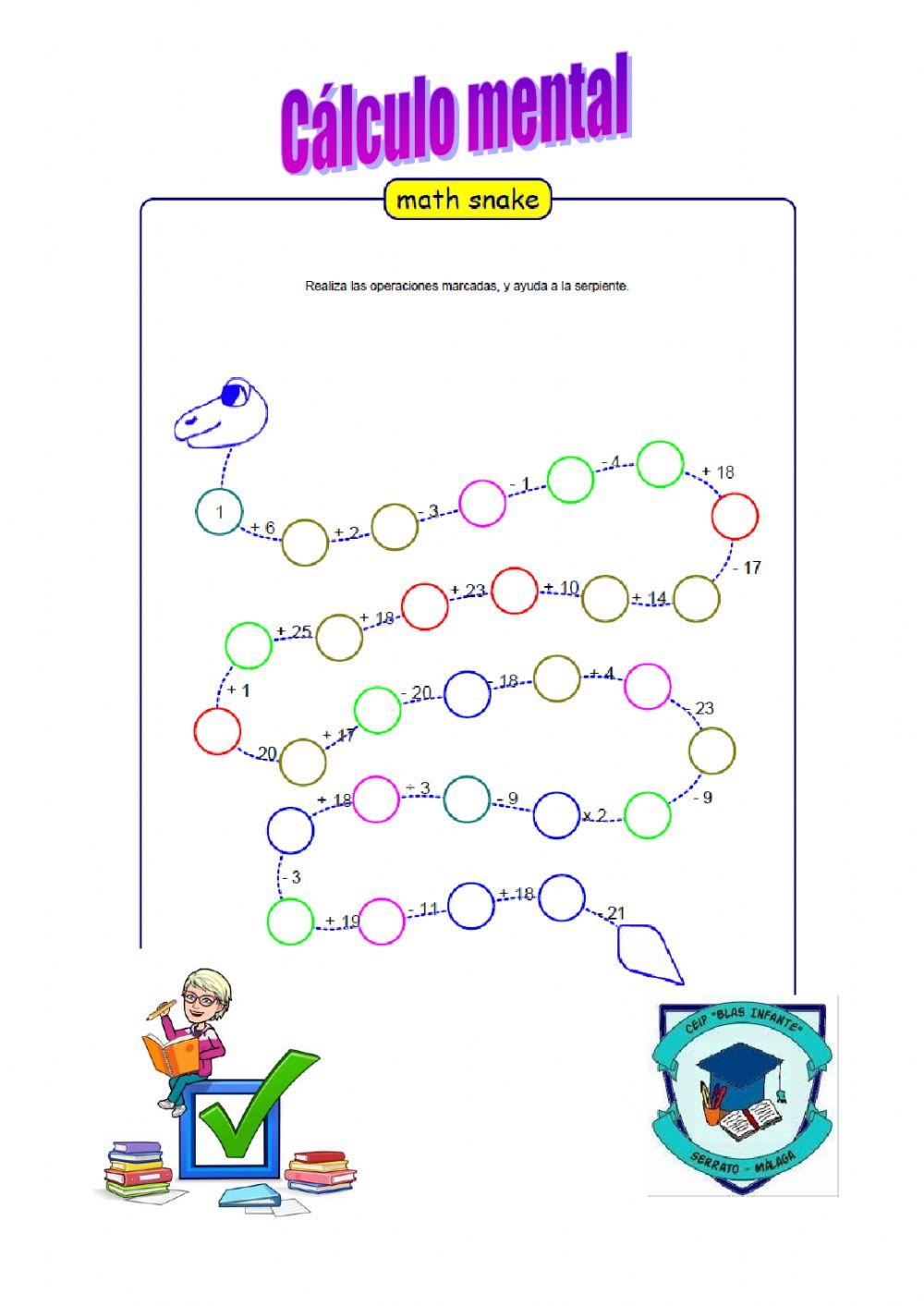 Cálculo mental Serpiente 1