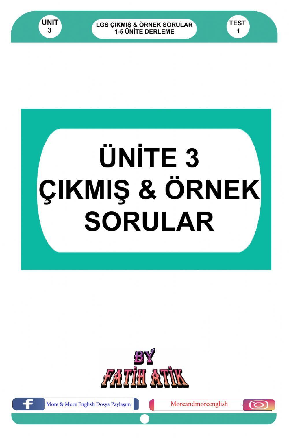 8. Sınıf İngilizce 2. Ünite Test