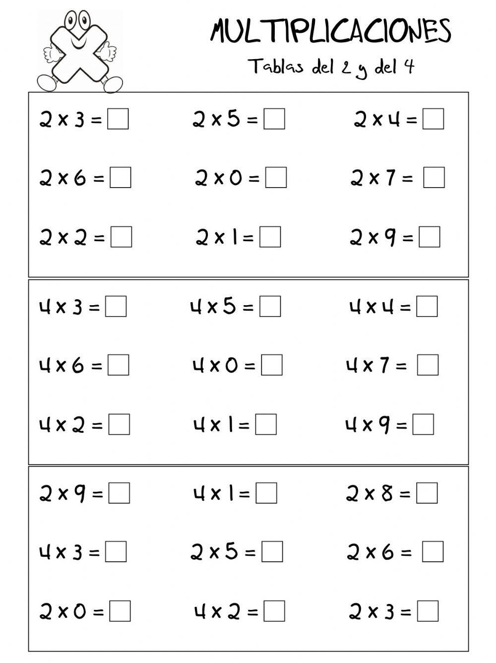 Tablas del 2 y del 4