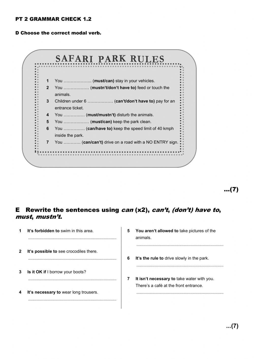 PT2 Grammar Test 1.2