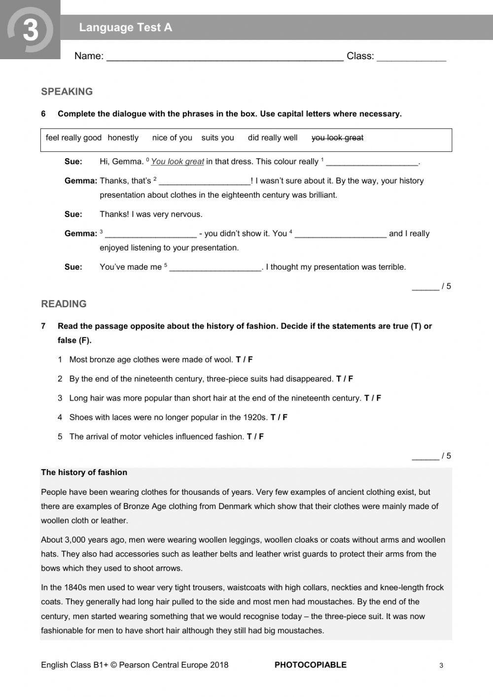 Test Unit 3 English Class B1 6302896 English Student test-unit-3-english-class-b1-6302896-english-student