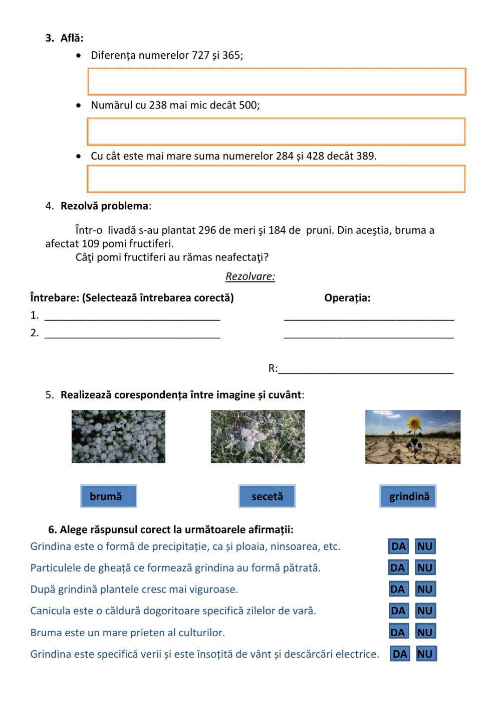 Adunarea si scăderea 0-1000