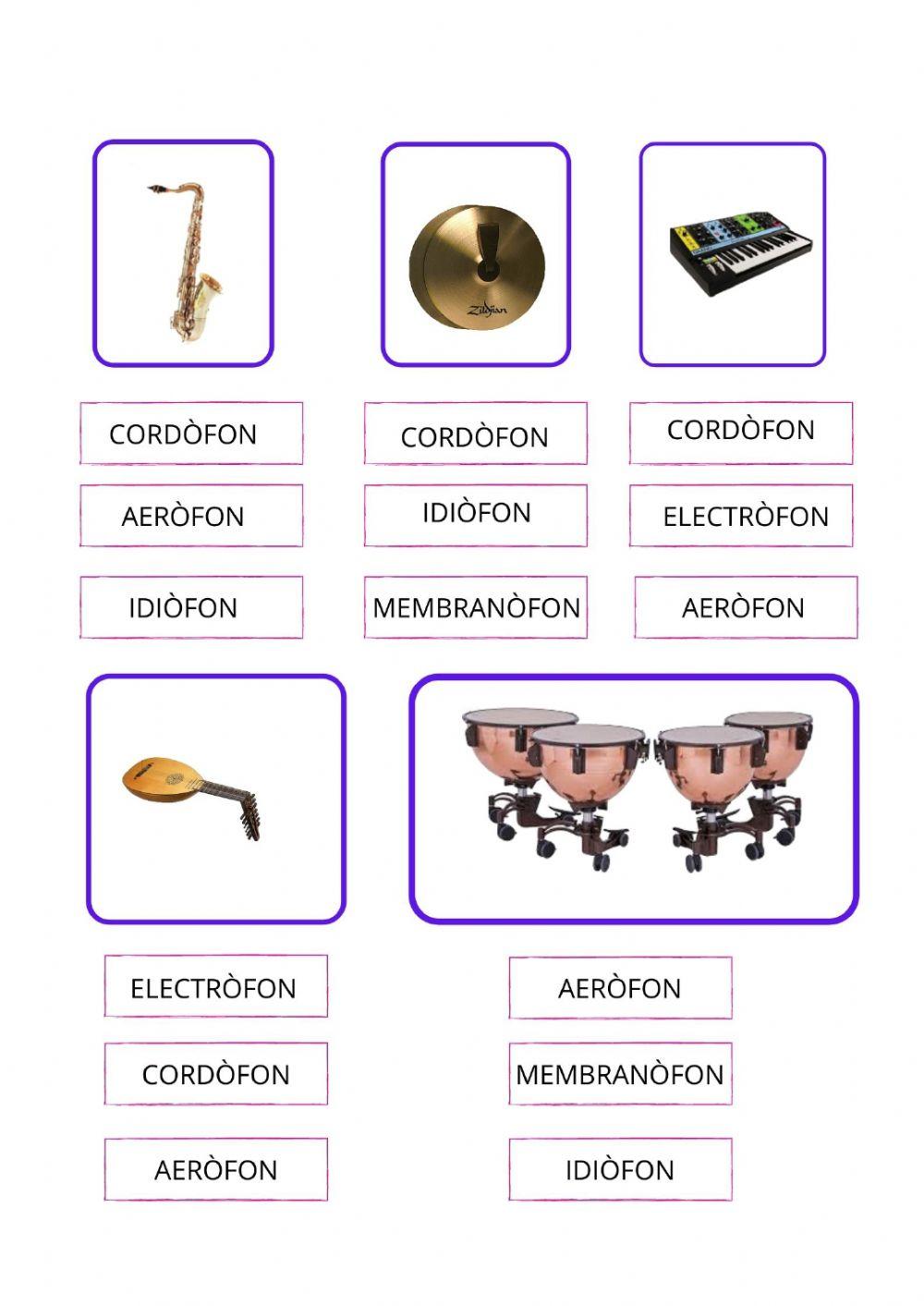 Classificació dels instruments