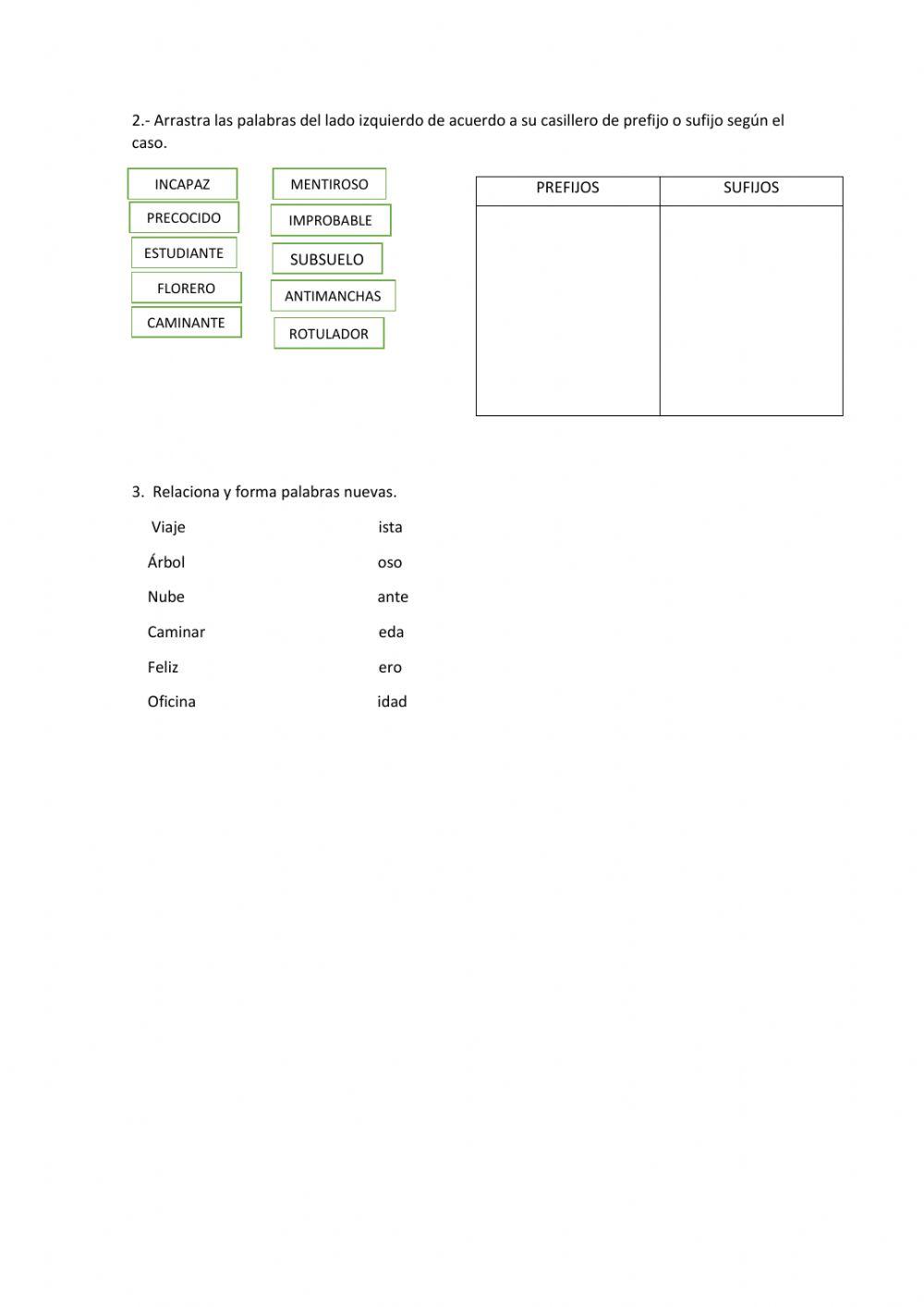 Los prefijos y sufijos