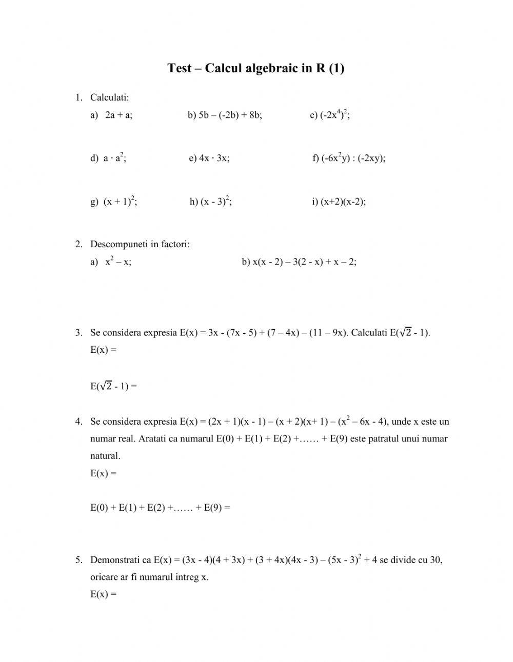 Calcul algebric in R (1)