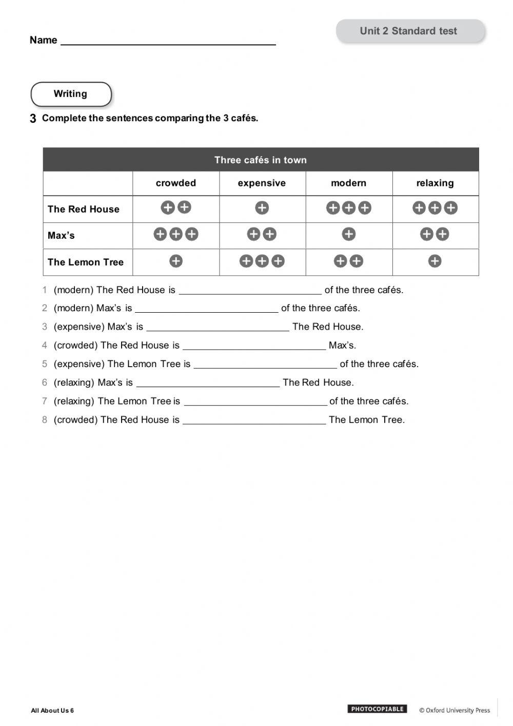 Exam Unit 2- 6th Grade