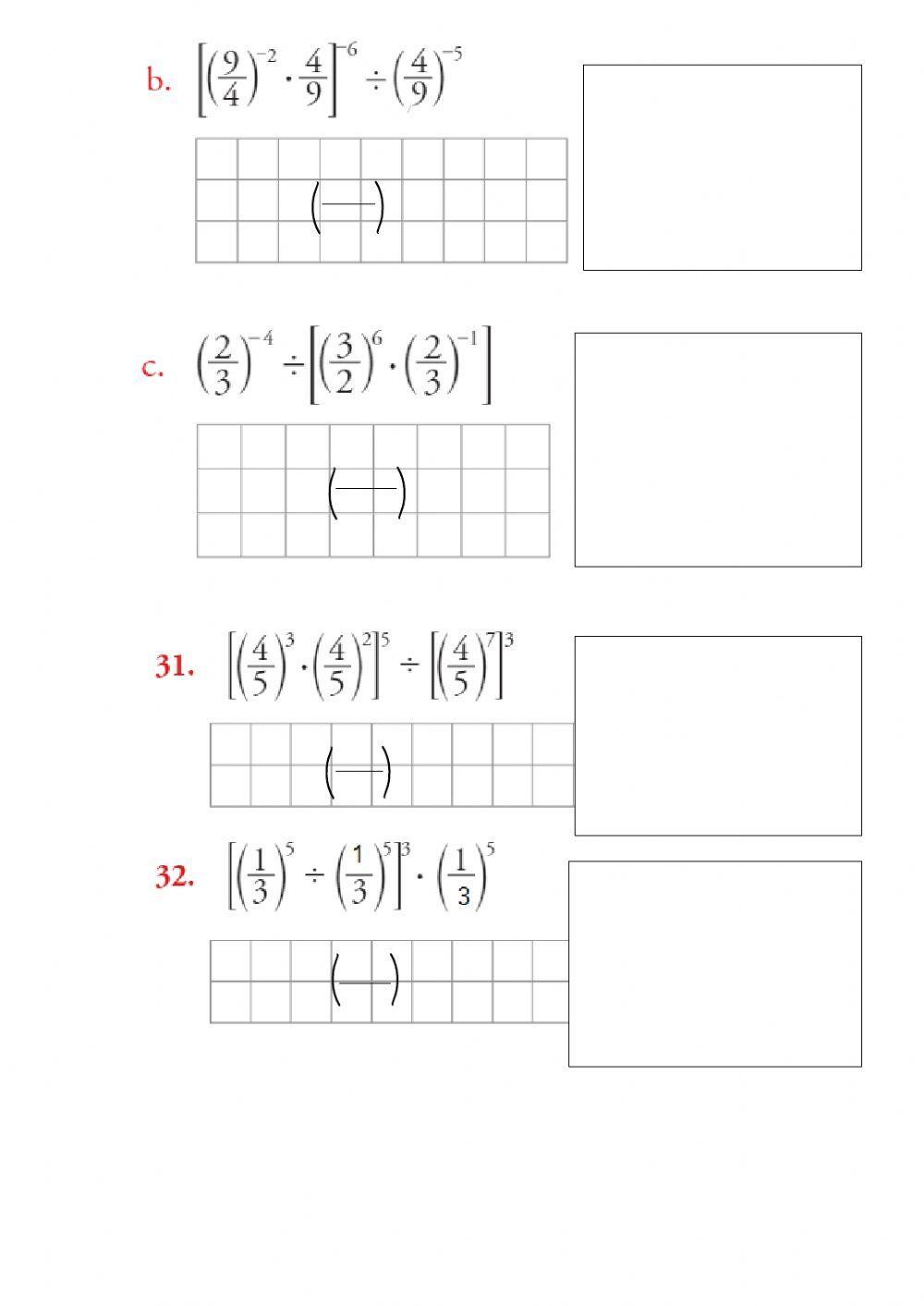 Propiedades de la Potenciación de Racionales