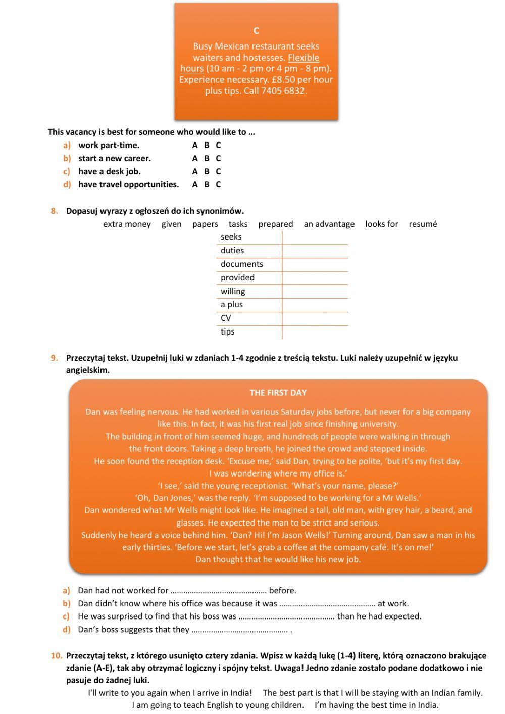 E8 U4 Exam Skills Work