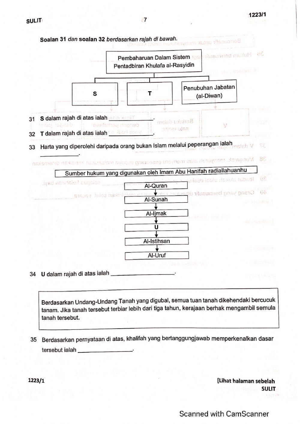 Peperiksaan Akhir Tahun Pendidikan Islam Tingkatan 5 (Bahagian A)