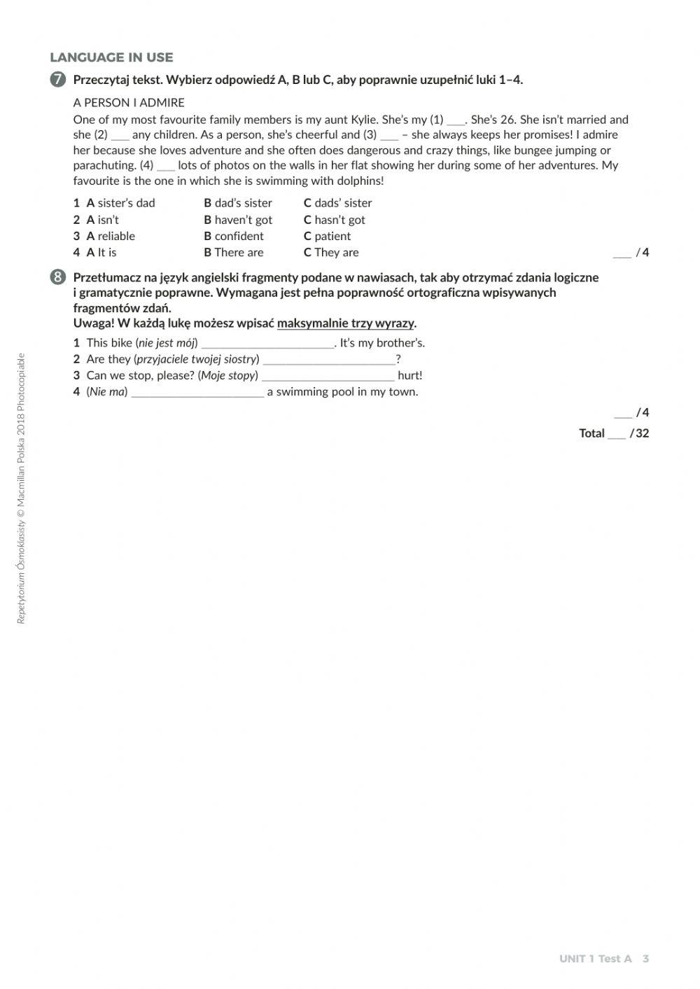 Test unit 1- Klasa 8