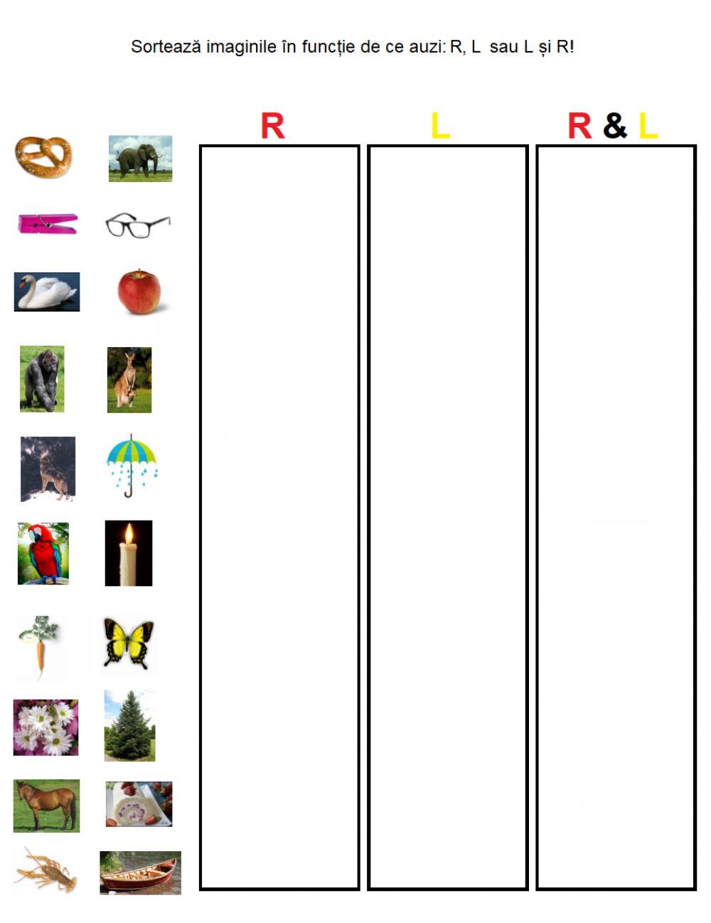 Sortează în funcție de R, L sau R&L