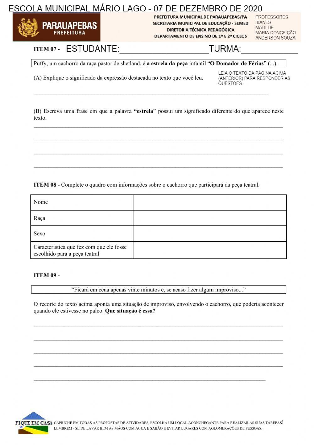 Revisão final de Português e Matemática