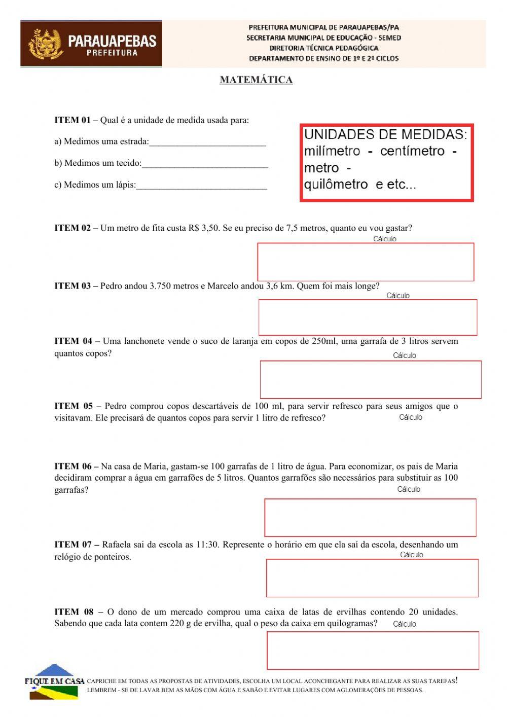 Revisão final de Português e Matemática