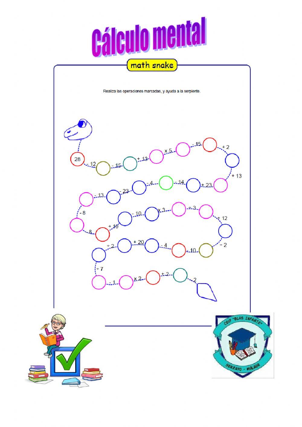 Cálculo mental Serpiente 4