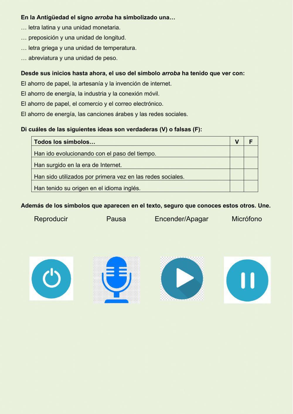 Comprensión escrita. El origen de algunos símbolos tecnológicos