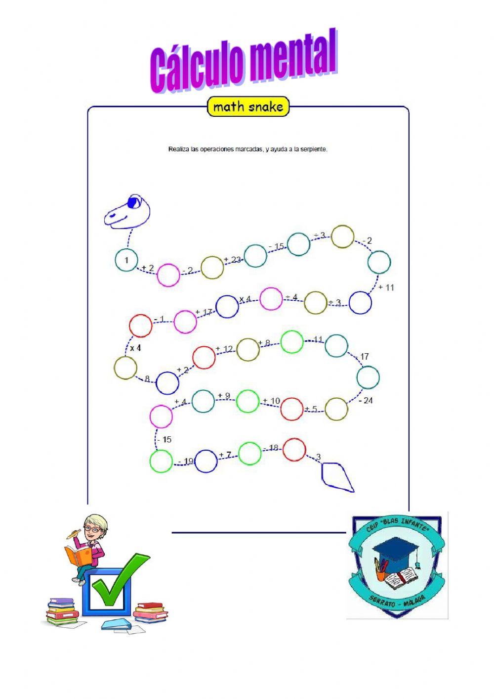 Cálculo mental Serpiente 5