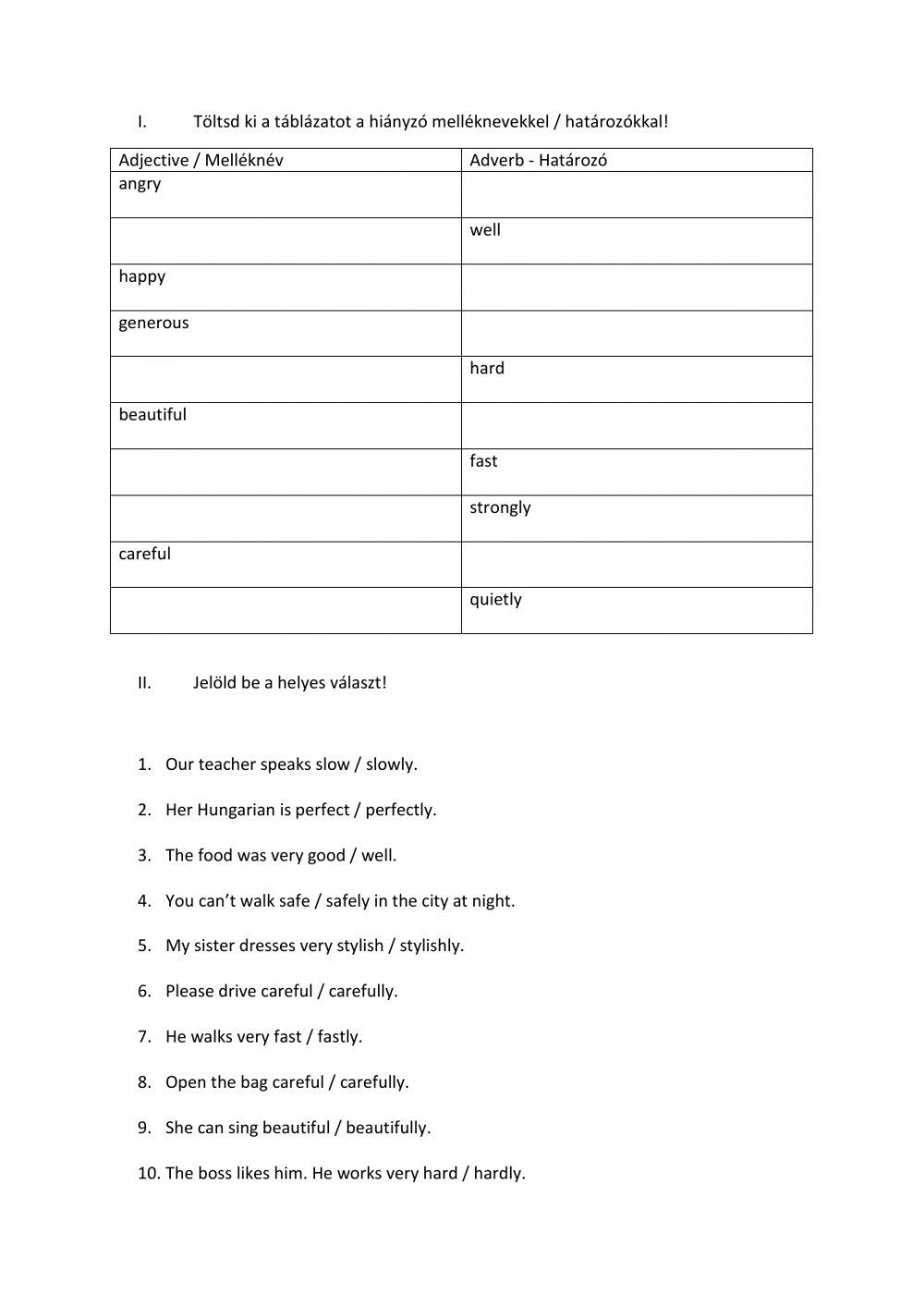 Adjectives and adverbs