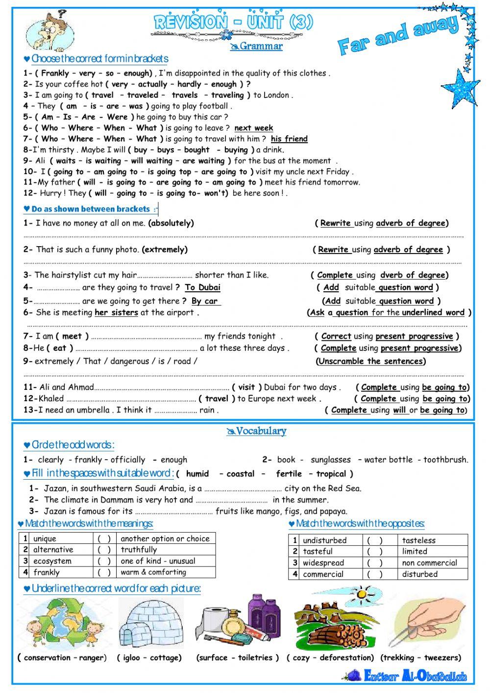 MG3 Unit 3 Revision MG3 Unit 3 Revision