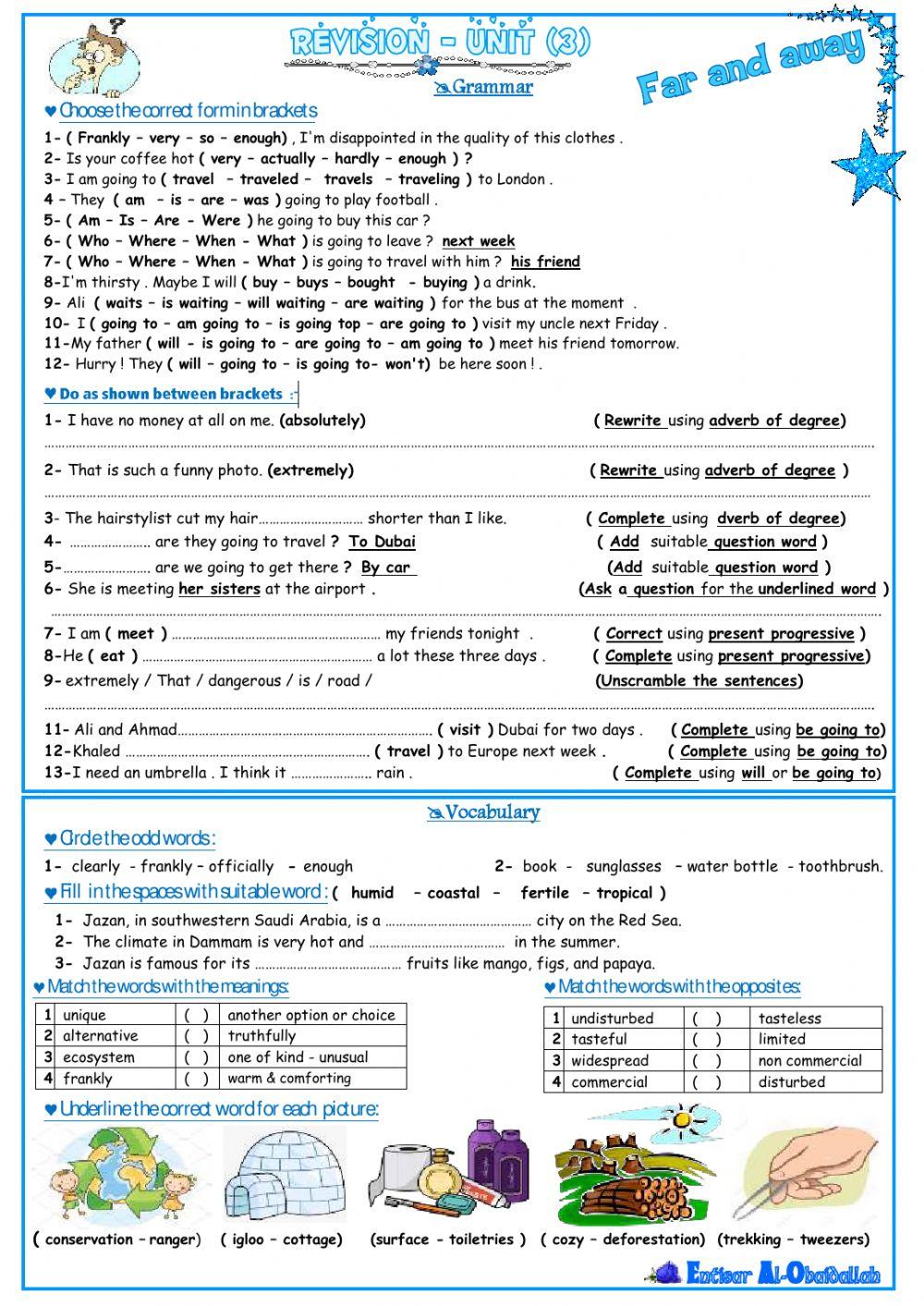 MG3 Unit 3 Revision