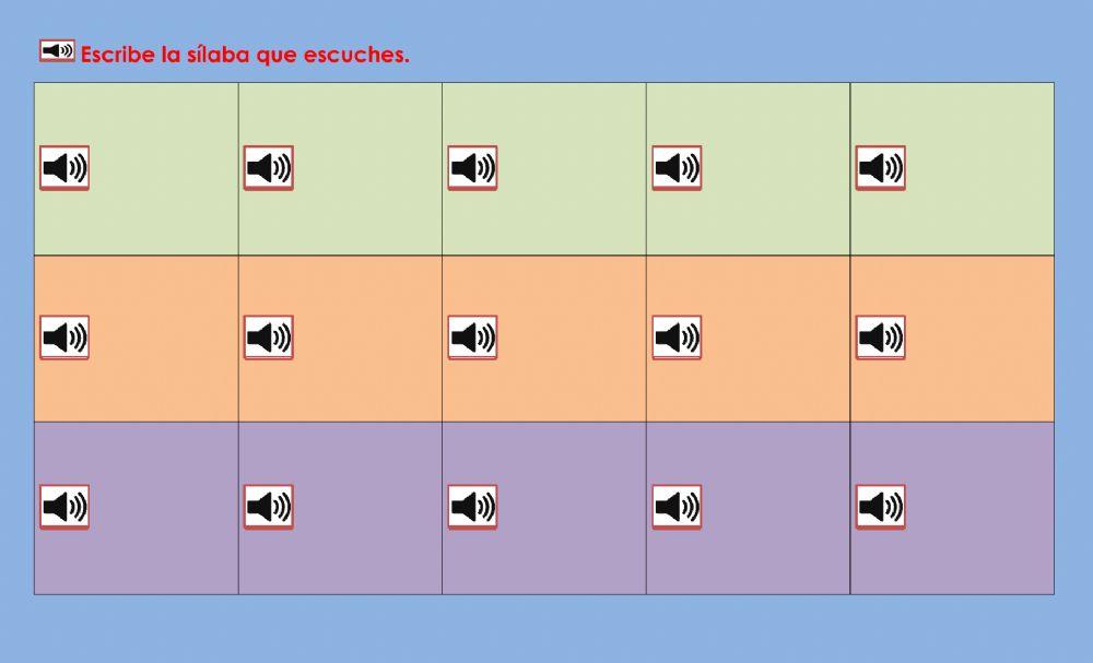 Dictado de sílabas en orden