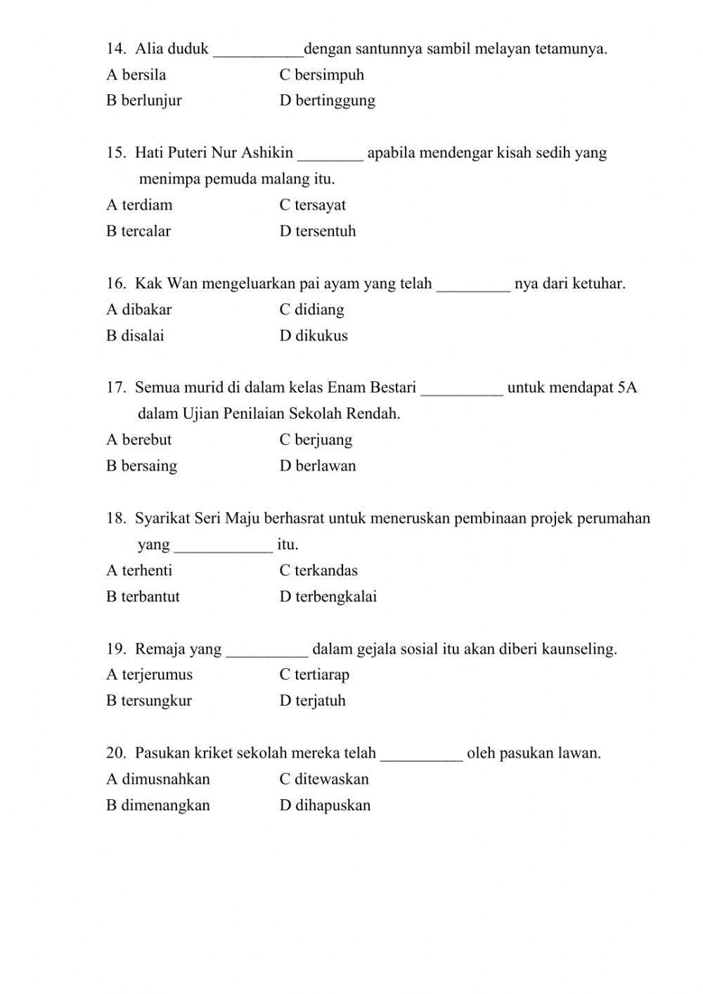 Kata Kerja Tak Transitif