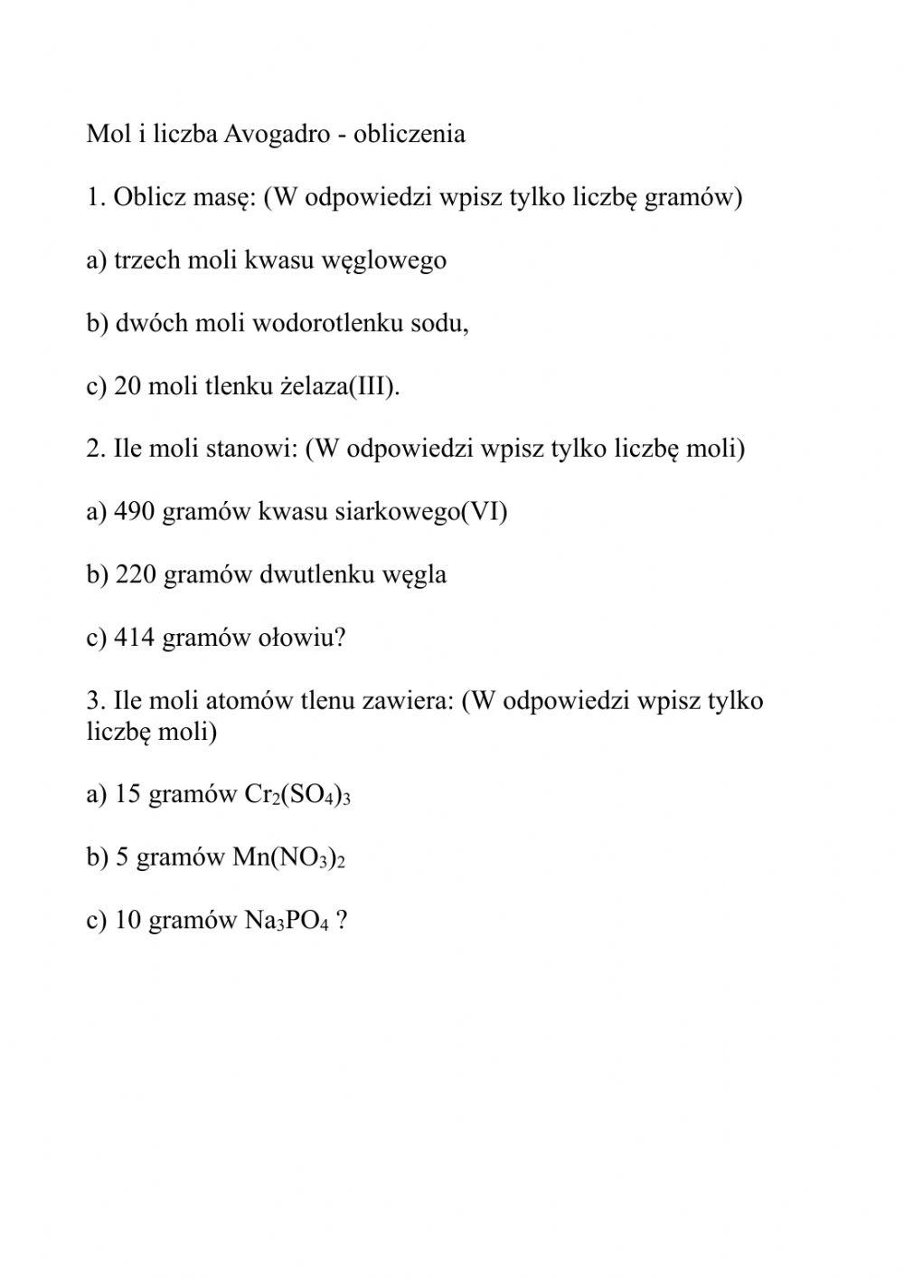 Mol i liczba Avogadro