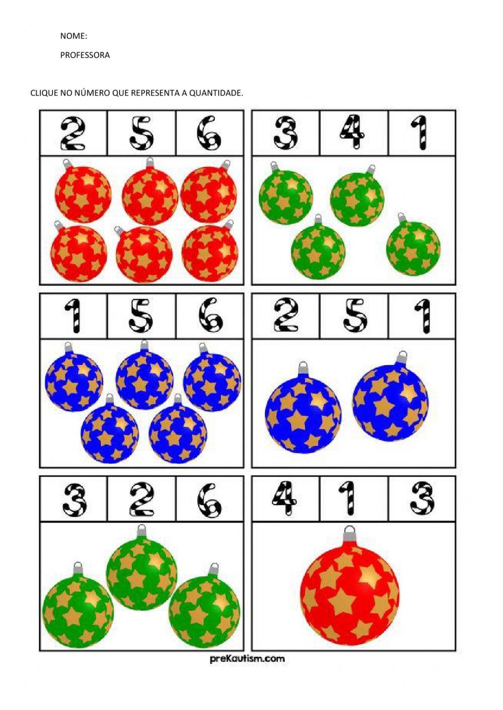 Nùmero e quantidade: bolas de natal