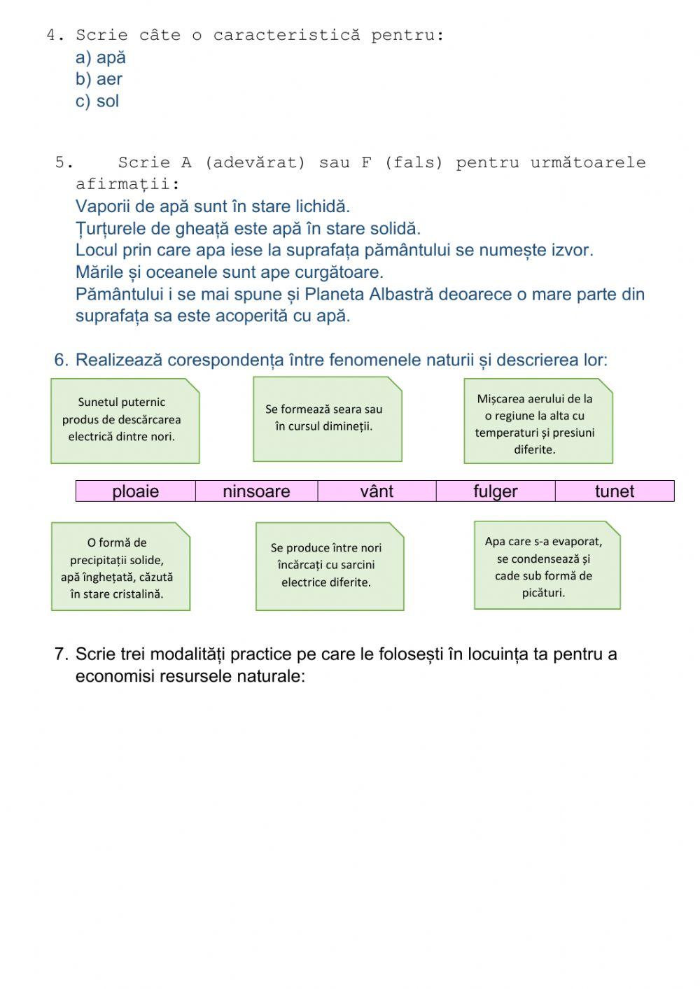 Test de evaluare - Pământul, mediu de viață