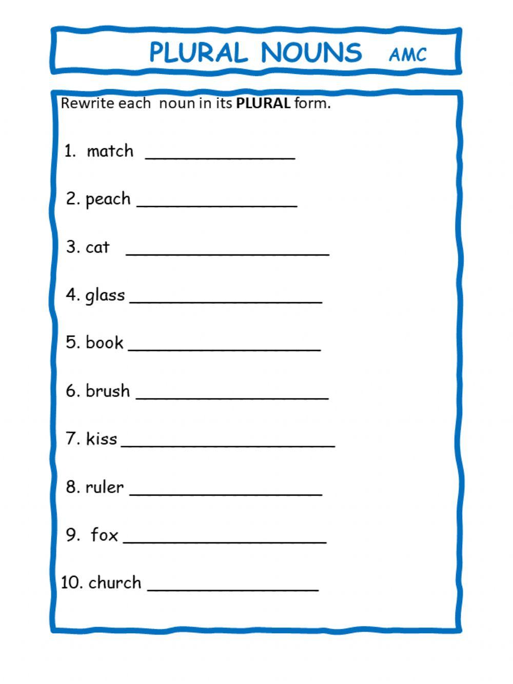 Writing plural nouns worksheet Live Worksheets
