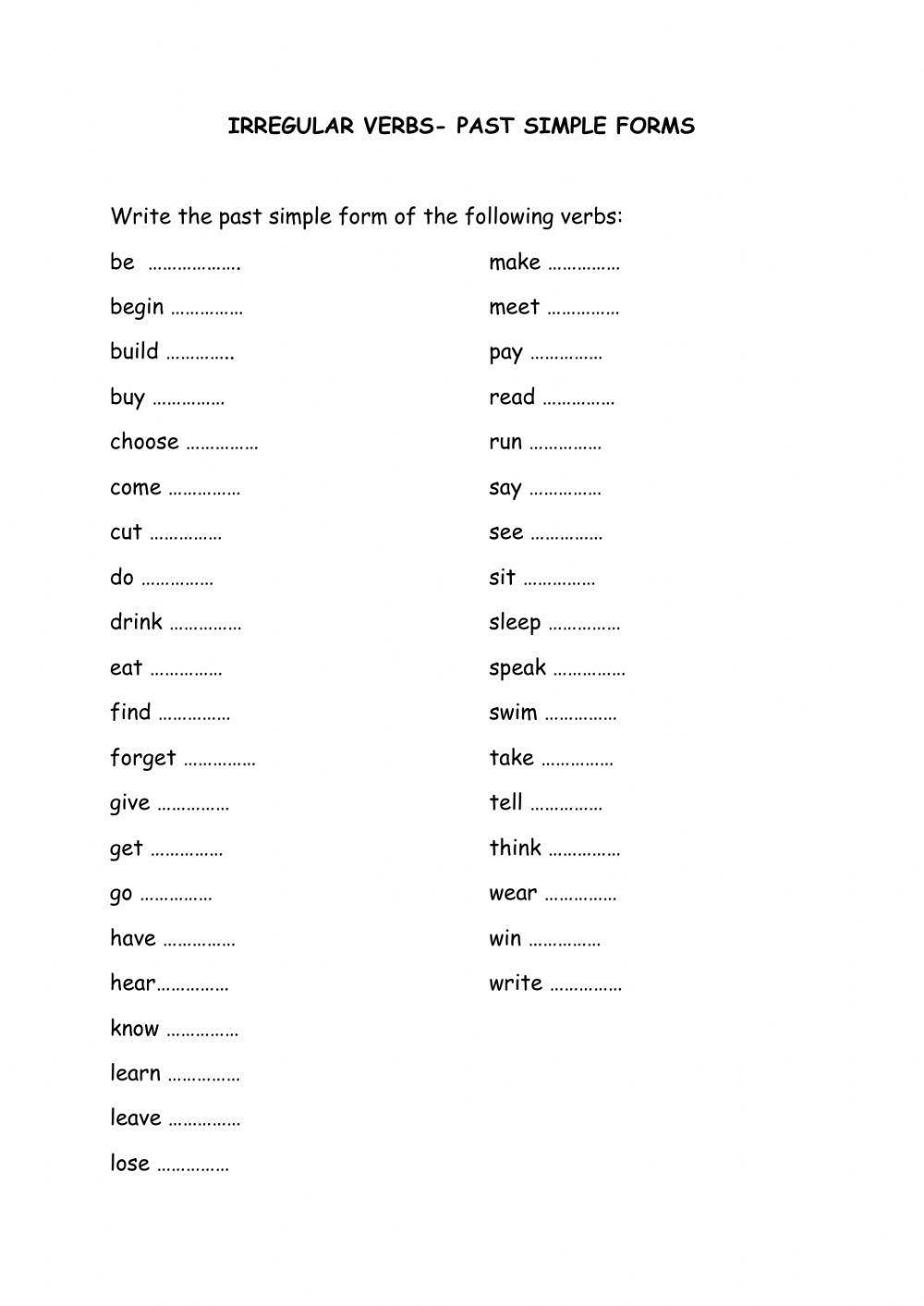 Past Simple -irregular verbs